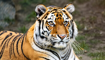 close up view portrait of a siberian tiger