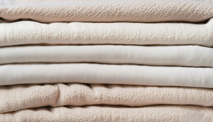 Fototapeta na wymiar Soft Neutral Fabric Blanket Pile Background