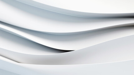 Abstract white background, soft shaped 3d wavy architectural structure