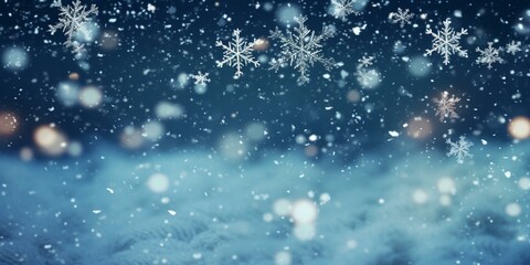 Fototapeta na wymiar christmas snowy winter snowman snowflakes falling background cinematic