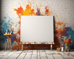 Blank artist canvas on an easel
