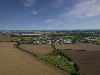 An aerial view of the village of Old Newton in Suffolk, UK