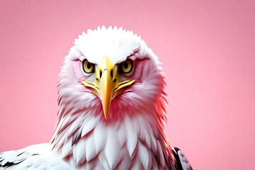 Obraz premium White eagle head on a pink background