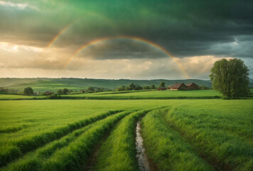 Fototapeta premium rainbow over the field