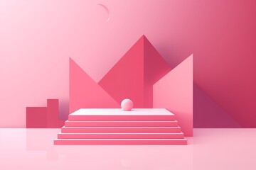 A modern and stylish minimalistic design of pink stairs, great for architectural and abstract themes.