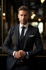Fototapeta premium Modern man in a luxury business suit
