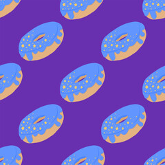 Naklejka premium Seamless pattern with glazed donuts