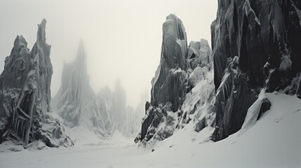 black and white winter glaciers - obrazy, fototapety, plakaty