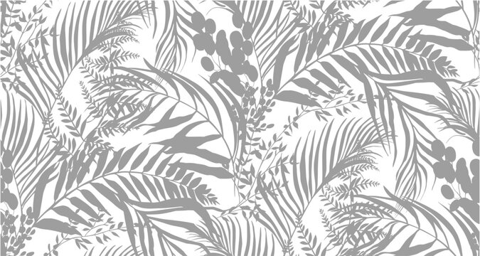 modern tropical pattern with bushes in practical unisex shades on vector for surface and fabric design
