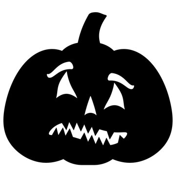 Clean and simple halloween pumpkin (jack-o-lantern) illustration, line art, clipart, geometric, icon, object, shape, symbol, etc. PNG with transparent background. Design elements for websites and othe