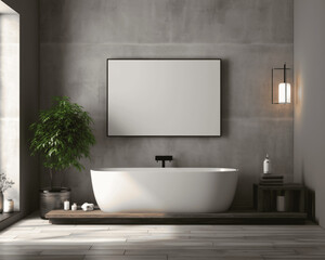 Mock up poster frame for bathroom wall décor with artwork
