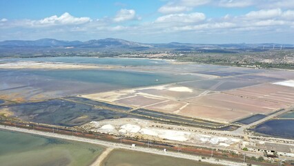 survol des étangs, plage et marais salant de La Palme, Leucate et Port-la-Nouvelle