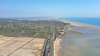 survol des étangs, plage et marais salant de La Palme, Leucate et Port-la-Nouvelle