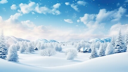 Winter christmas scenic landscape created with Generative AI