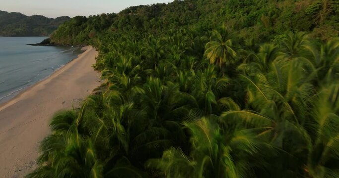 Drone view above the sea of a secret beach in El Nido, Philippines