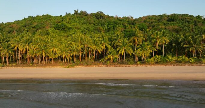 Drone view above the sea of a secret beach in El Nido, Philippines