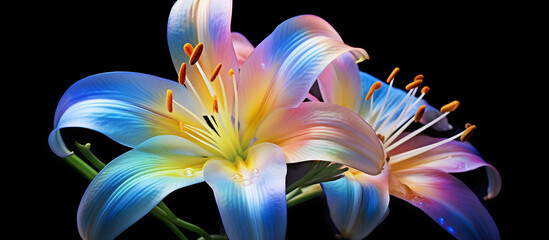 Panorama of colorful lillies. AI generated. - obrazy, fototapety, plakaty