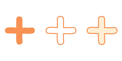 Fototapeta premium Plus icons set. Add sign. Vector illustration isolated on white background.