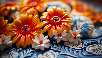 Vibrant gerbera daisy bouquet, a celebration of nature beauty generated by AI