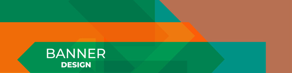 Abstract orange and green banner with geometric objects. Vector abstract business multicolour background design.