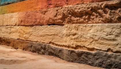 Old fashioned brick wall with textured effect and weathered colors generated by AI
