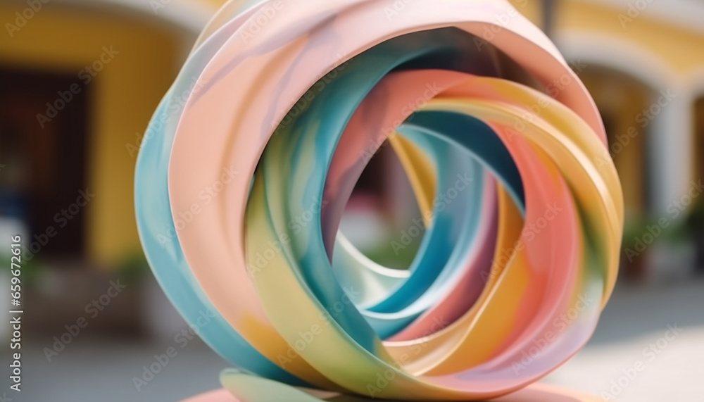 Poster vibrant colored candy twisted in a spiral pattern on backdrop generated by ai