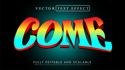 3D Text Effect _Fully Editable and Scalable Vector (Come)