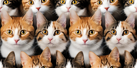 seamless pattern of cat faces