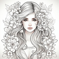 Fototapeta premium girl with flowers