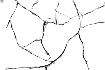 Broken glass texture. Bullet hole. Transparent background