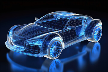 Naklejka premium A wireframe of a powerful car.