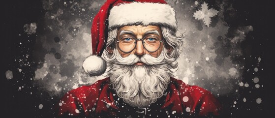 Christmas greeting card with santa claus.