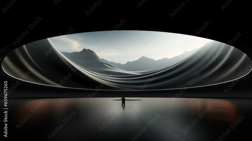 Poster empty podium with lights effects with bokeh decorations. luxury scene design concept.