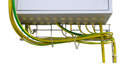 Proper cable management is essential for maintaining a large network of servers, isolated on white background.
