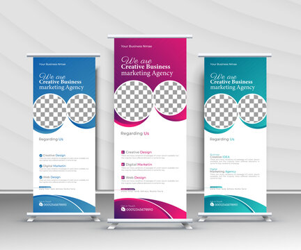 This is a Professional, Clean and Modern Corporate Roll Banner. It can be used for all business. Image placeholders are clipping masks to make it easy for you to add image And edit files