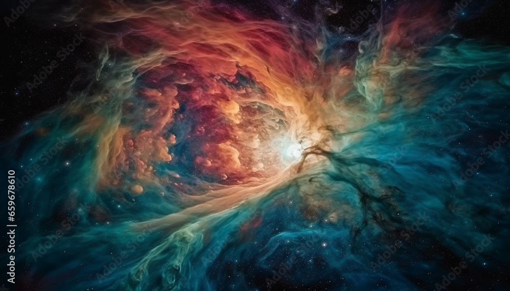 Poster exploding star field creates abstract galaxy in deep space fantasy generated by ai