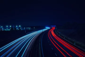 Rollo Autobahn in der Nacht Langzeitbelichtung - Autobahn - Strasse - Traffic - Travel - Background - Line - Ecology - Highway - Long Exposure - Motorway - Night Traffic - Light Trails - High quality photo 