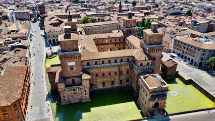 drone photo Este Castle Ferrara italy Europe - obrazy, fototapety, plakaty