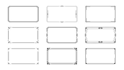 Decorative frame set. Vector black vintage frames on white background. Wedding design elements. Decorated borders