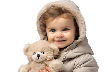 Baby and Beloved Stuffed Pal on isolated background