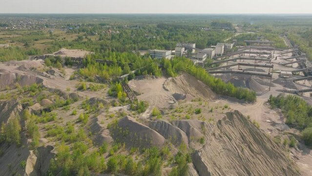 Iron ore granite quarry mining aerial drone industrial view mineral career