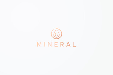 Water Drop Logo Gold Premium Concept Pure Organic Cosmetic Beauty Skin Care Oil Mineral Brand Identity