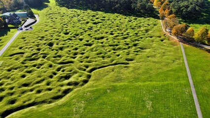 Drone photo Vimy battlefields, champs de bataille Vimy Arras France europe	
