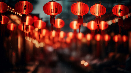 Chinese lanterns on a blurred background Generative AI