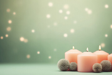 Obraz na płótnie Canvas Christmas candles on bokeh background.