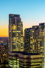 Fototapeta na wymiar Office buildings in the financial district of London at sunset