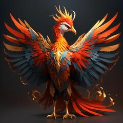 Fototapeta premium Phoenix Bird Illustration Bird Wallpaper Animal Background AI Generative