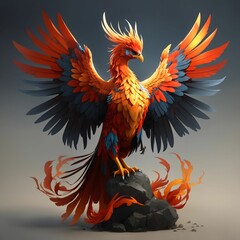 Obraz premium Phoenix Bird Illustration Bird Wallpaper Animal Background AI Generative
