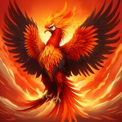 Obraz premium Phoenix Bird Illustration Bird Wallpaper Animal Background AI Generative