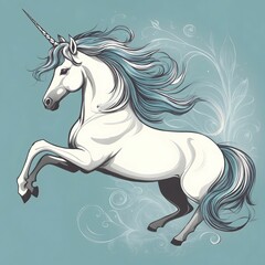 Mythical Unicorn Cute Colorful Magic Unicorn With Flowers Adorable Unicorn On Flying Cloud AI Generative